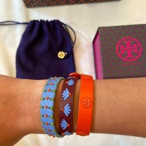 Tory Burch Double-wrap Logo Stud Bracelet